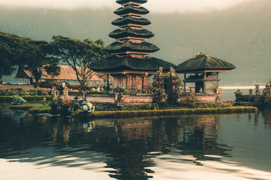 Balinese temple beside a lake